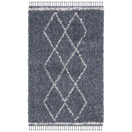 Safavieh 4 x 6 ft. Pro Lux Shag 435 Power Loomed Rectangle Area Rug; Cream & Blue PLX435L-4